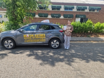 Congratulations to Kira Adams  who passed First time, Wednesday 21st June 2023 at Bletchley test centre in our Electric / automatic Hyundai Kona. Safe driving from all at www.MKSOM.com #drivinglessons #drivinglessonsmiltonkeynes #automaticdrivinglessons #femaledrivinginstructor #electricdrivingschool